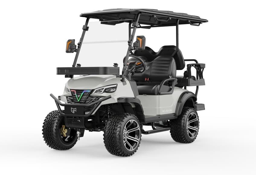 White lifted 4-seater electric golf cart