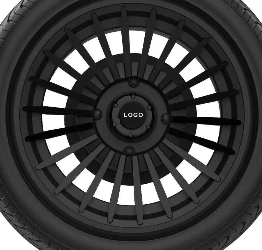 Golf cart wheel center cap with a LOGO placeholder
